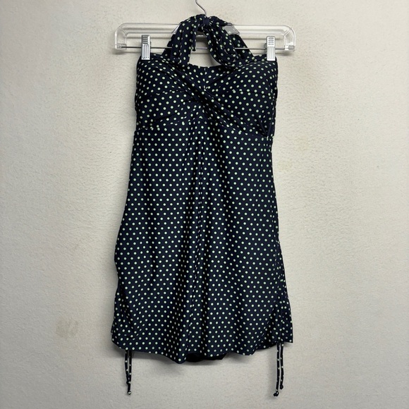 NWT Swimsuits for all Retro Polka Dot Halter Skirted One Piece Swimsuit 12 Navy - Picture 1 of 7